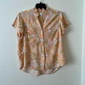piyama orange floral buttoned sleepwear top size S